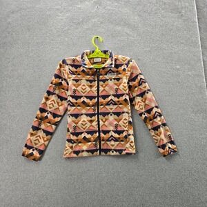 Columbia Girls Jacket M (10/12) Pink Geometric Fleece Activewear Zipper Long